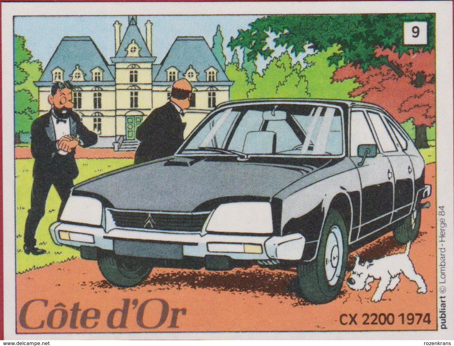 Sticker Autocollant Aufkleber Strip Cartoon Stripfiguur Tintin Kuifje Citroen CX 2200 Cote D'Or 1984 Bobbie Milou Snowy - Adesivi