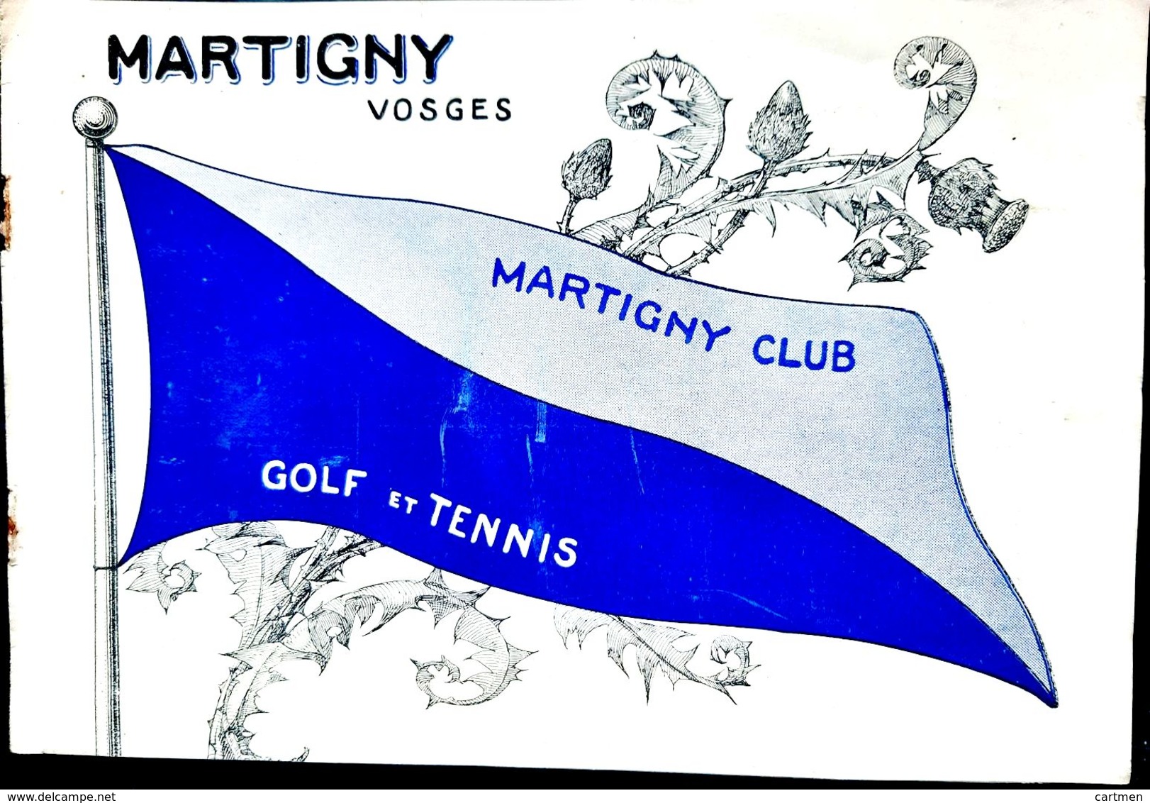 88 MARTIGNY  GOLF RARE PLAQUETTE PUBLICITAIRE POUR LE GOLF TENNIS DE MARTIGNY CLUB LE PLUS GRAND DE FRANCE  VERS 1900 - Otros & Sin Clasificación