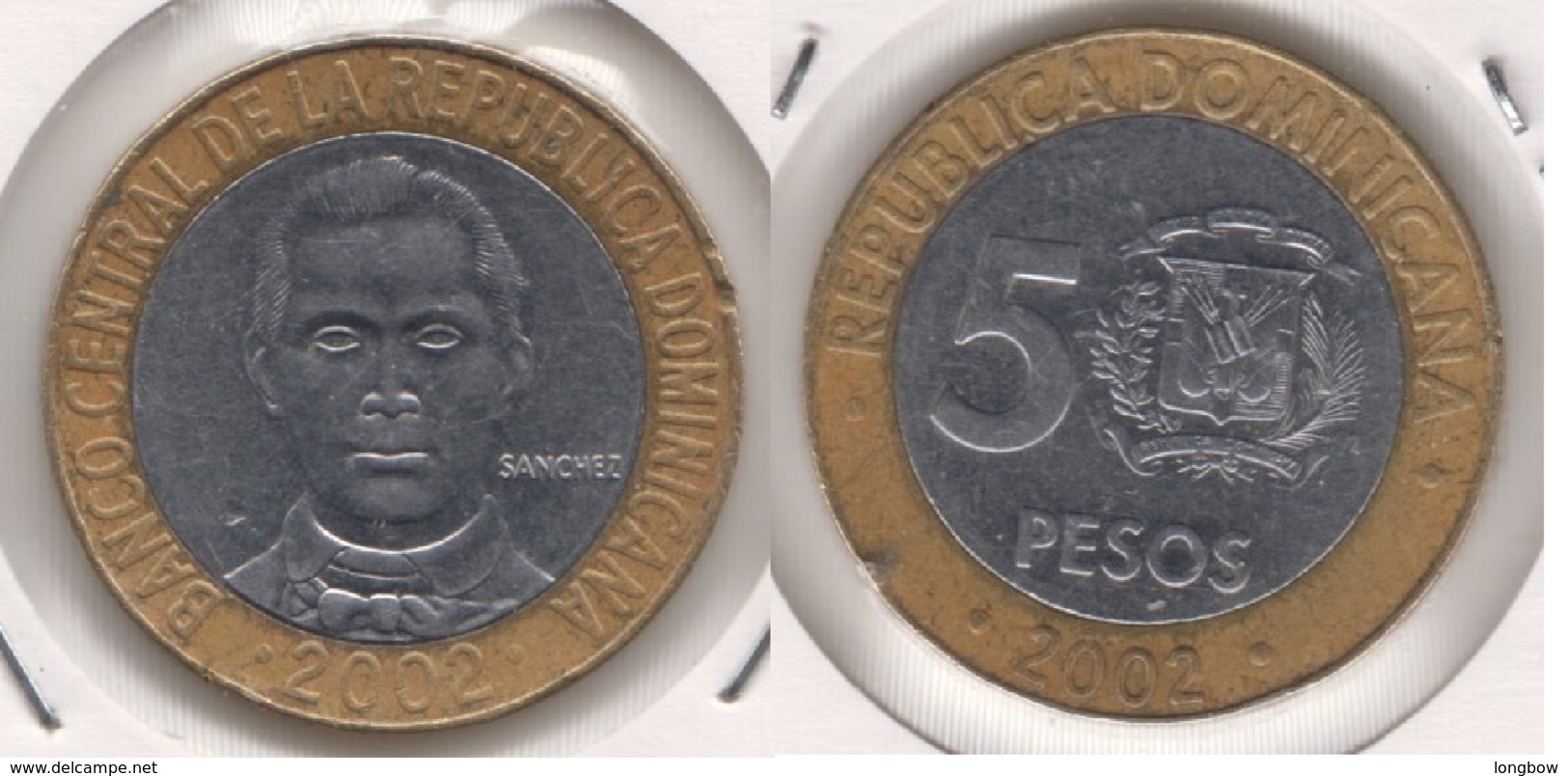 Dominican Republic 5 Pesos 2002 Km#88 - Used - Dominicana