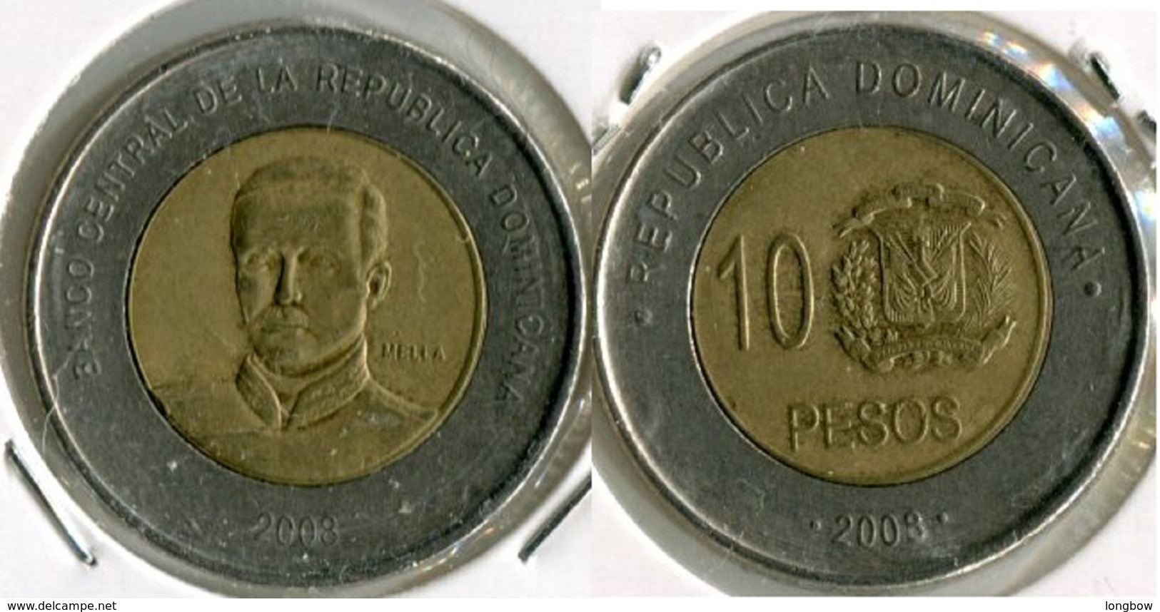 Dominican Republic 10 Pesos 2008 Km#106 - Used - Dominicana