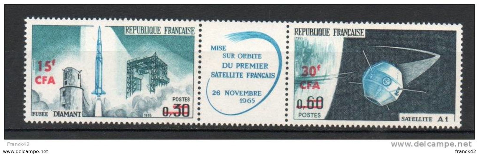 Reunion. Poste Aérienne. Mise En Orbite Du Premier Satellite Français - Airmail
