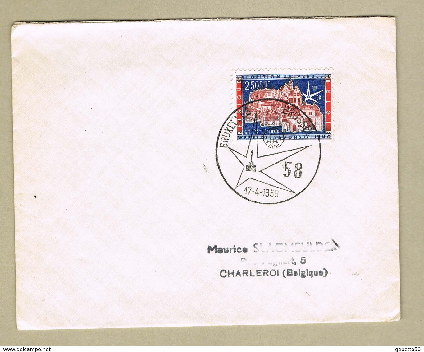 Bruxelles Expo 58   Cachet  Etoile Premier Jour D' Ouverture Sur Timbre COB 1050 - 1958 – Bruxelles (Belgique)