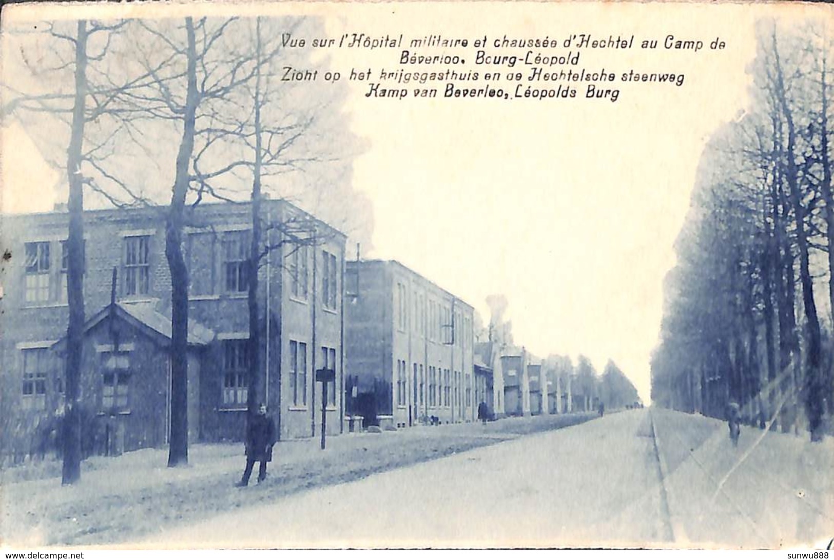 Bourg-Léopold -  Vue De L'Hôpital Militaire Et Chaussée D'Hechtel  (vaste Prijs) - Leopoldsburg (Camp De Beverloo)