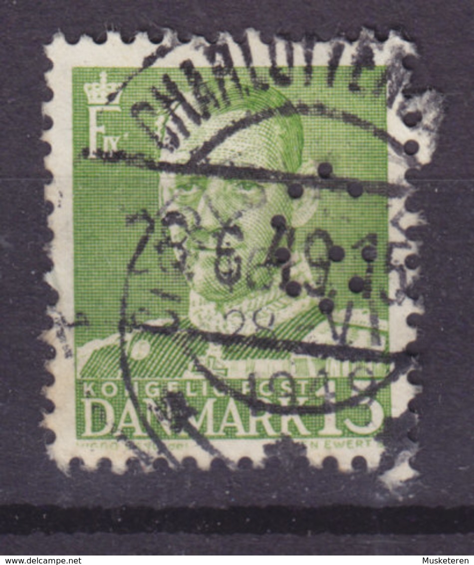 Perfin Perforé Lochung (G21) 'GK' Gentofte Kommune, Charlottenlund ERROR Variety 'K' Missing CHARLOTTENLUND Cds. !! - Variedades Y Curiosidades