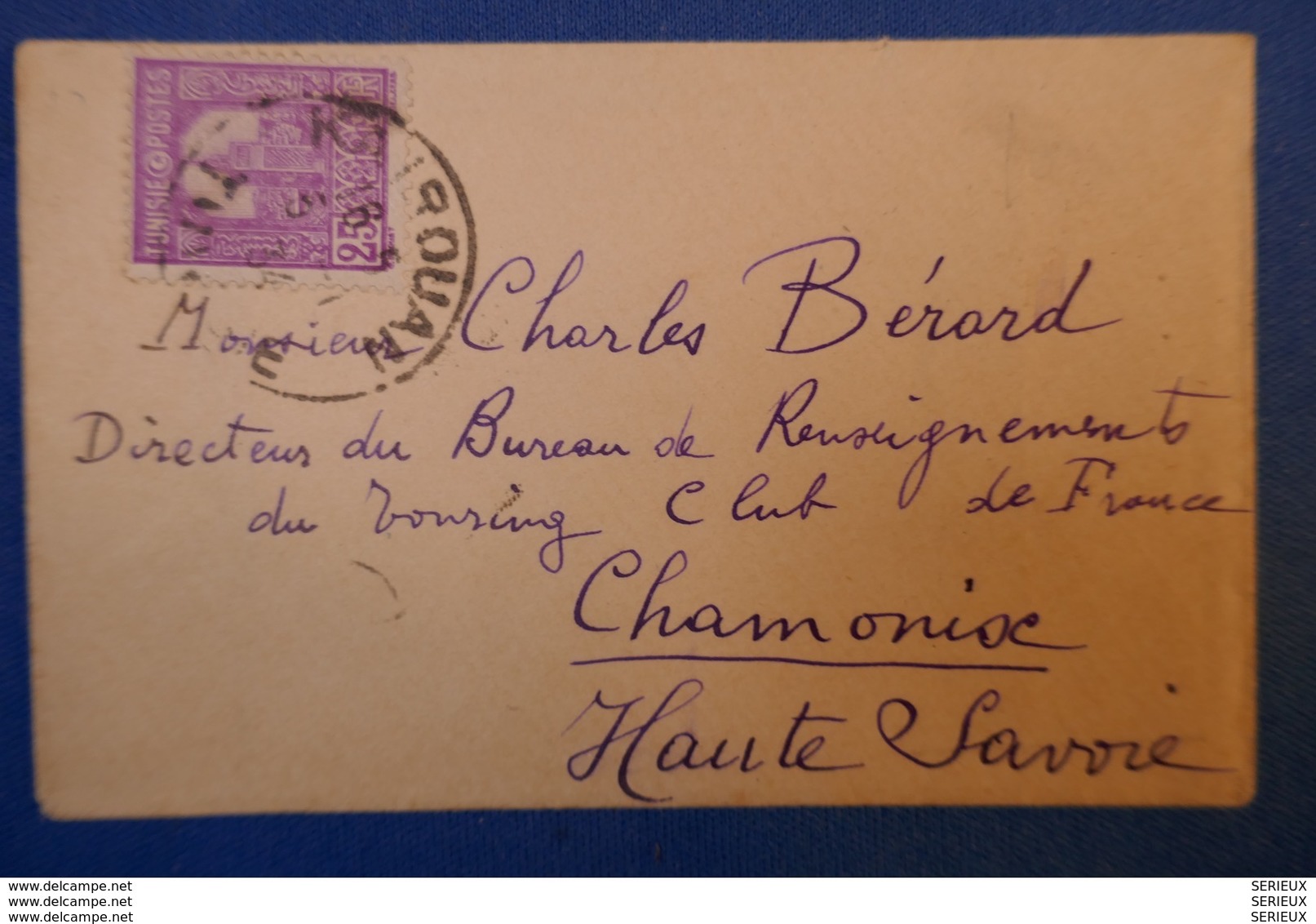 358 TUNISIE PETITE LETTRE 1934 POUR CHAMONIX FRANCE . CHARMANT - Lettres & Documents