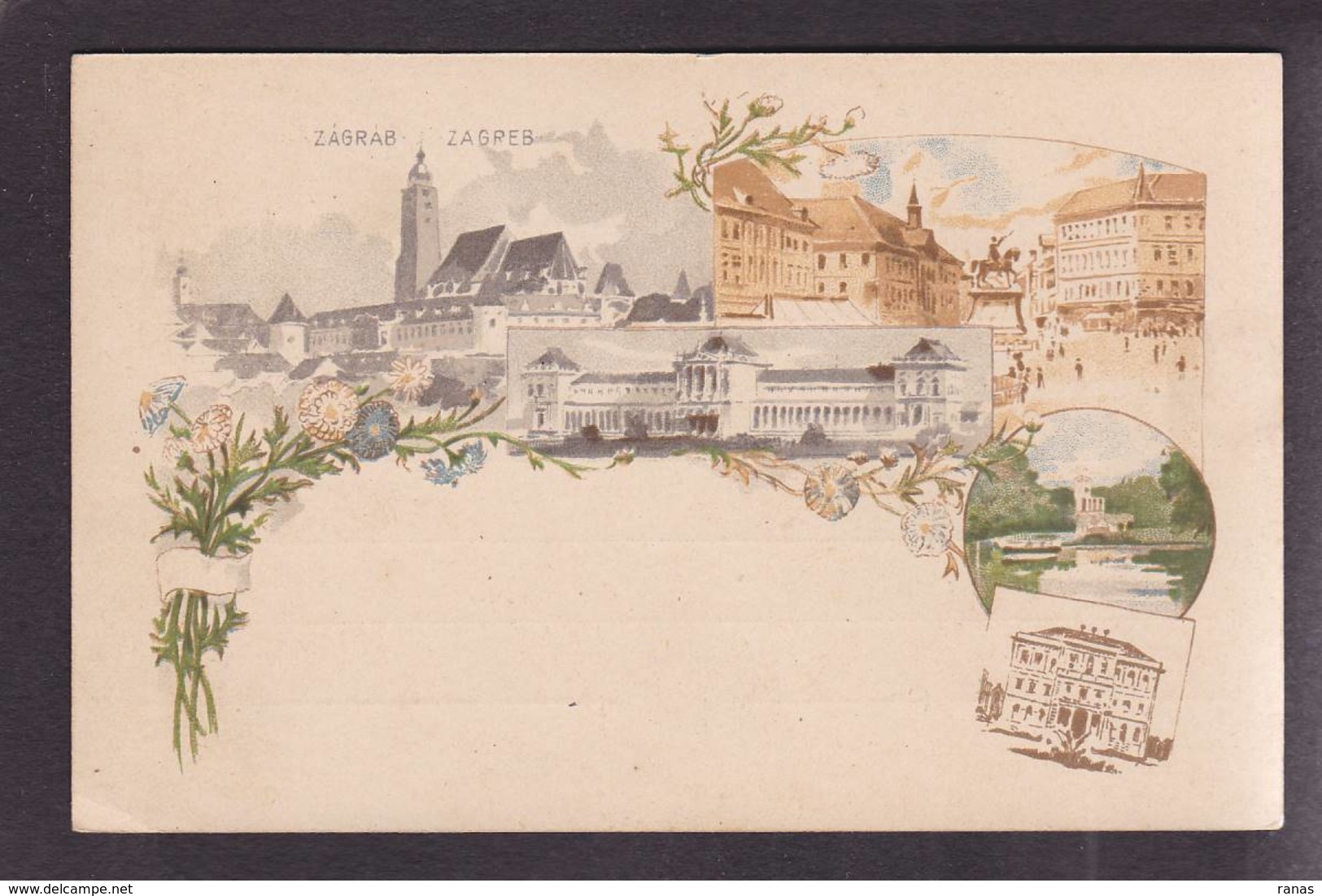 CPA Croatie Gruss Litho Croatia Non Circulé Zagreb Entier Postal - Kroatien