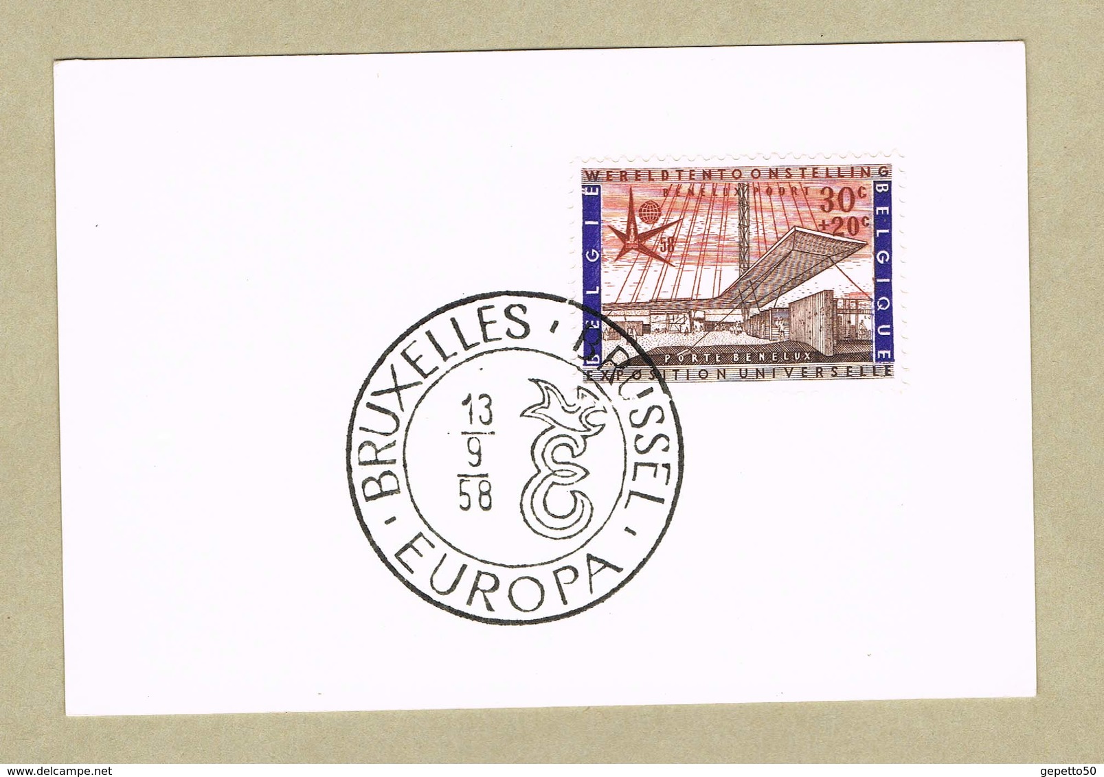 Bruxelles Expo 58 Cachet EUROPA  Sur Timbre COB 1047 Fragment - 1958 – Bruselas (Bélgica)