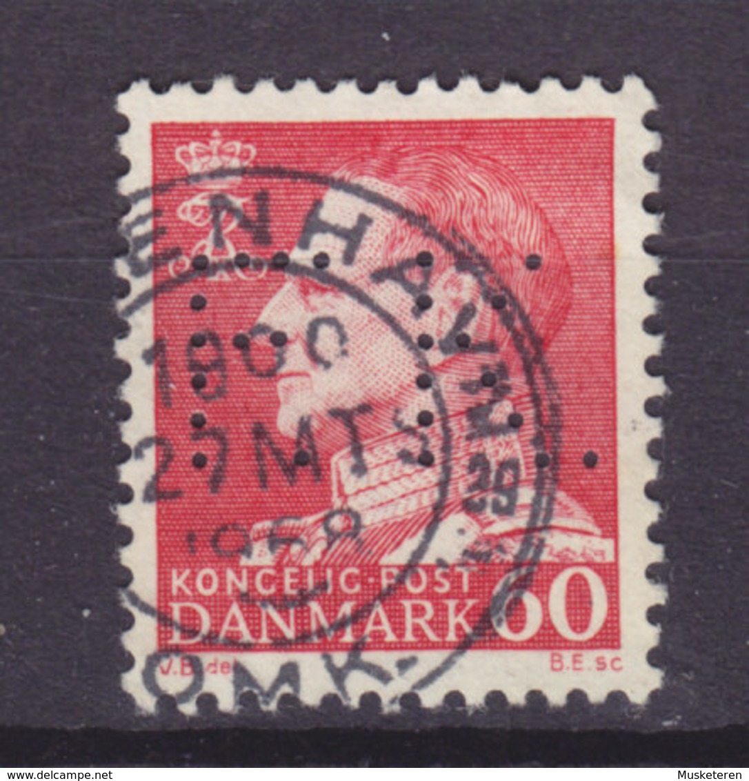 Denmark Perfin Perforé Lochung (F26) 'F.K.' Frederiksberg Kommune, København Fr. IX. Stamp (2 Scans) - Variedades Y Curiosidades