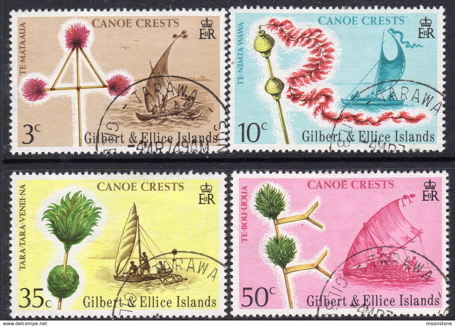 Gilbert & Ellice Islands 1974 Canoe Crests Set Of 4, Used, SG 227/30 (BP2) - Gilbert & Ellice Islands (...-1979)