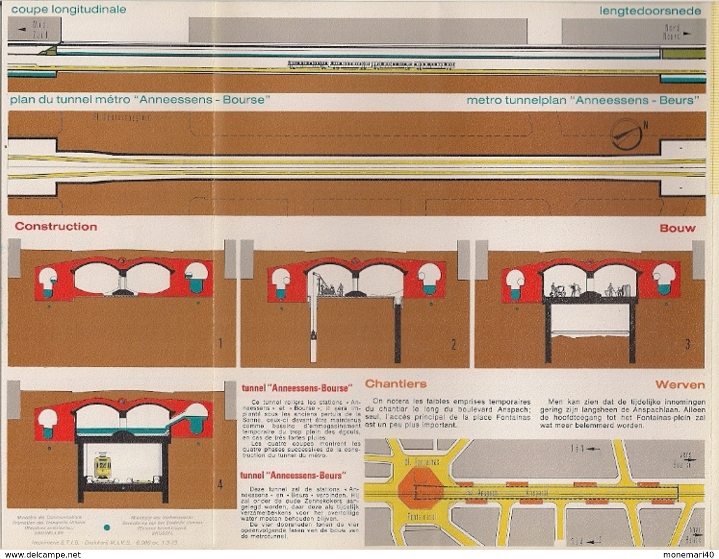 METRO DE BRUXELLES - "Anneessens-Bourse" - LIGNE 3 (Dépliant 5) - Altri & Non Classificati