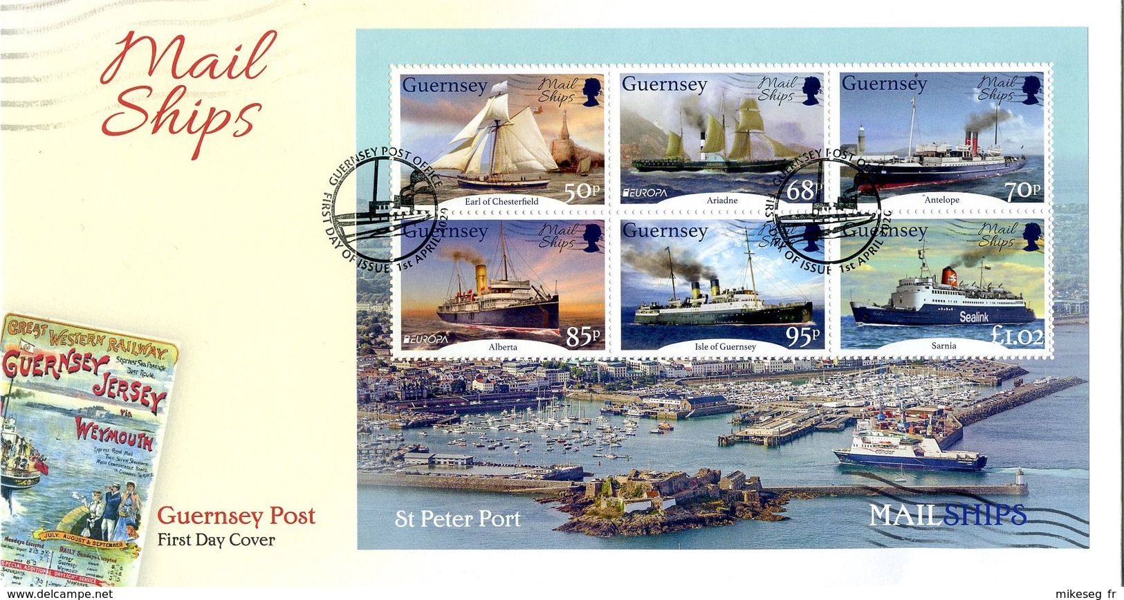 Europa 2020 - Guernsey Guernesey - Mail Ships FDC Feuillet - 2020