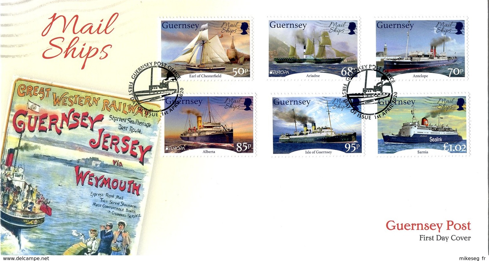 Europa 2020 - Guernsey Guernesey - Mail Ships FDC - 2020