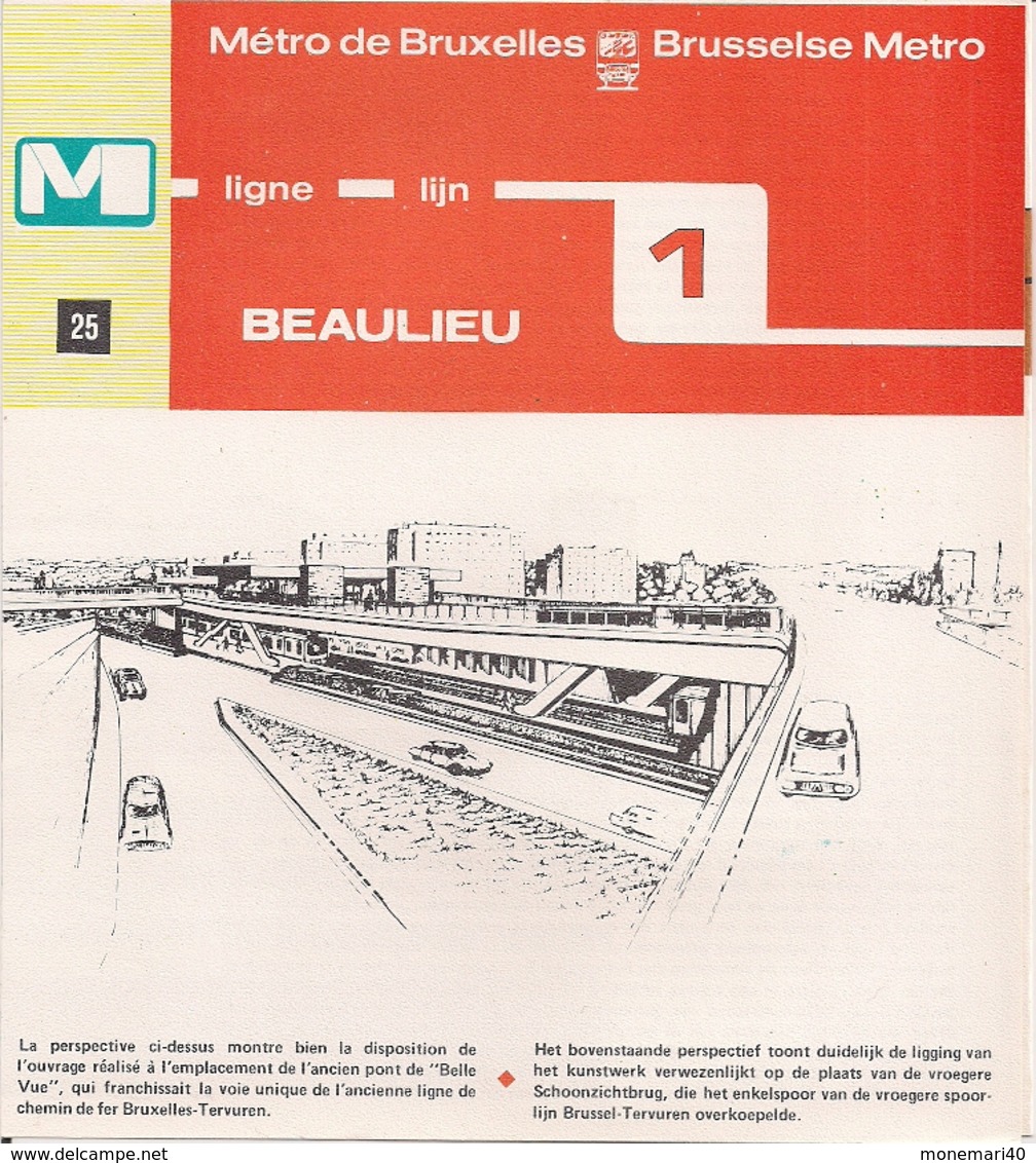 METRO DE BRUXELLES -" Beaulieu" - LIGNE 1 (Dépliant 25) - Altri & Non Classificati