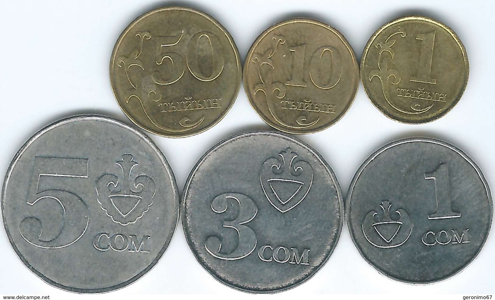 Kyrgyzstan - 2008 - 1, 10 & 50 Tiyin; 1, 3 & 5 Som (KMs 12-16) - Kirguistán