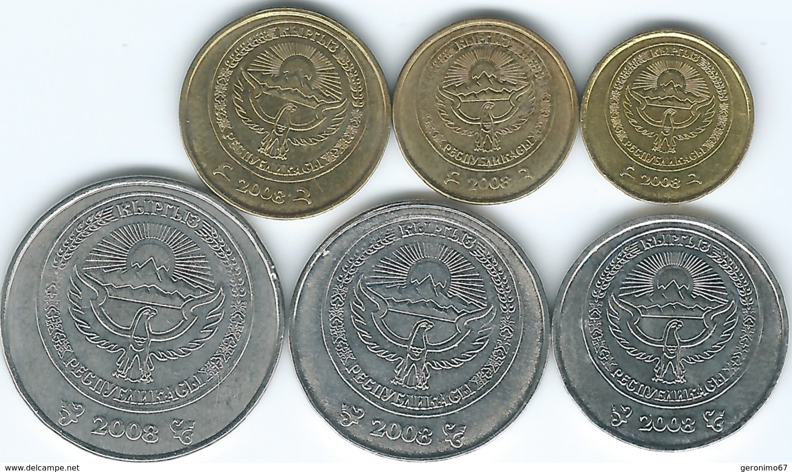 Kyrgyzstan - 2008 - 1, 10 & 50 Tiyin; 1, 3 & 5 Som (KMs 12-16) - Kirguistán