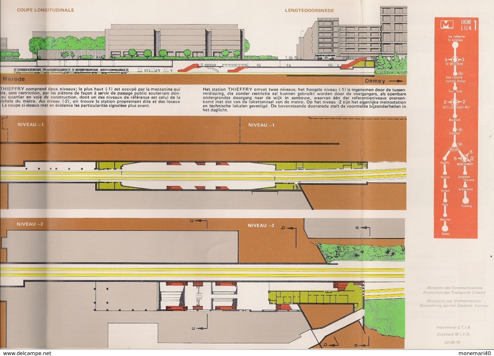 METRO DE BRUXELLES -" Thieffry" - LIGNE 1 (Dépliant 20) - Autres & Non Classés
