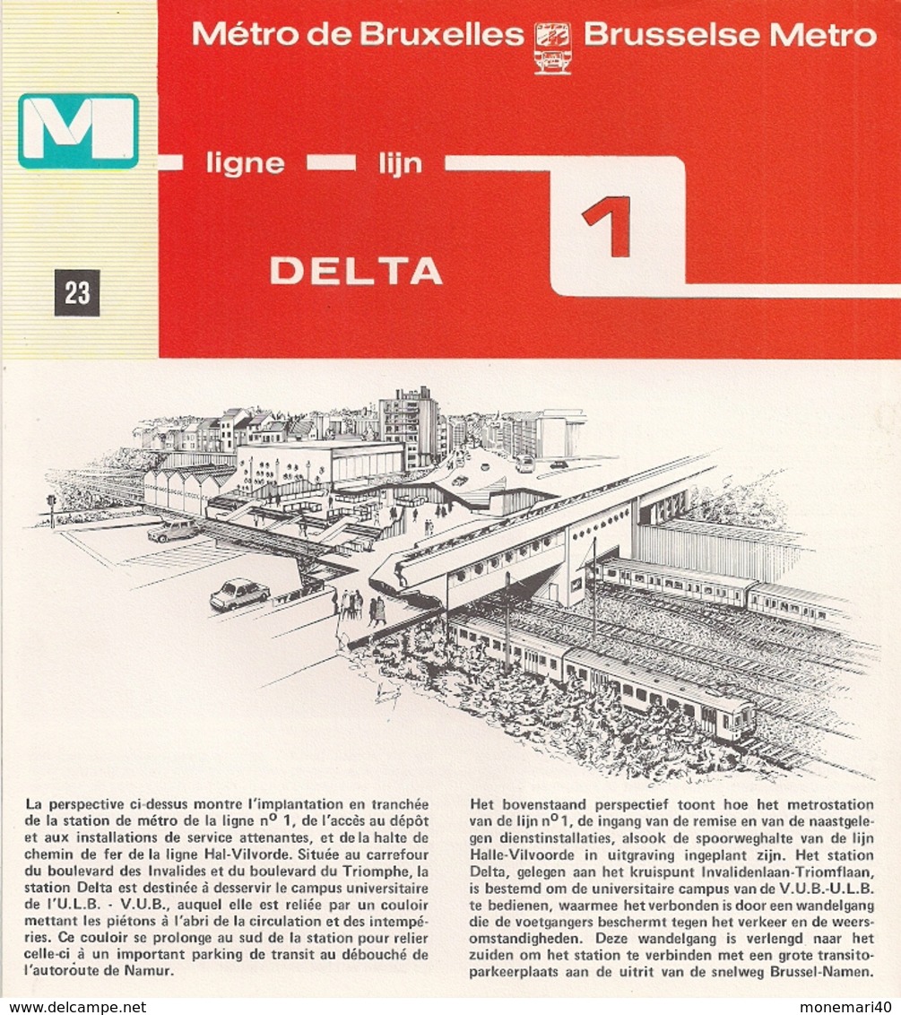 METRO DE BRUXELLES -" Delta" - LIGNE 1 (Dépliant 23) - Other & Unclassified