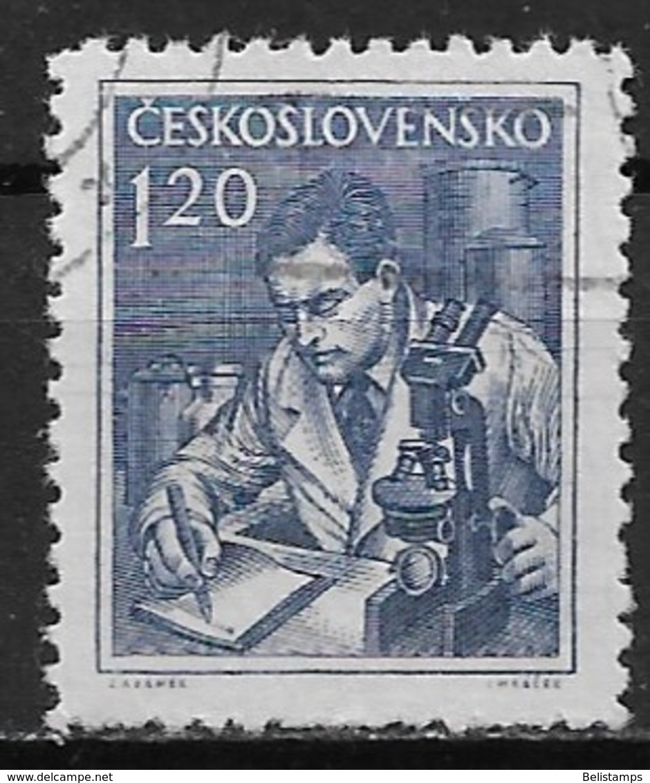 Czechoslovakia 1954. Scott #653 (U) Scientist And Microscope - Usati