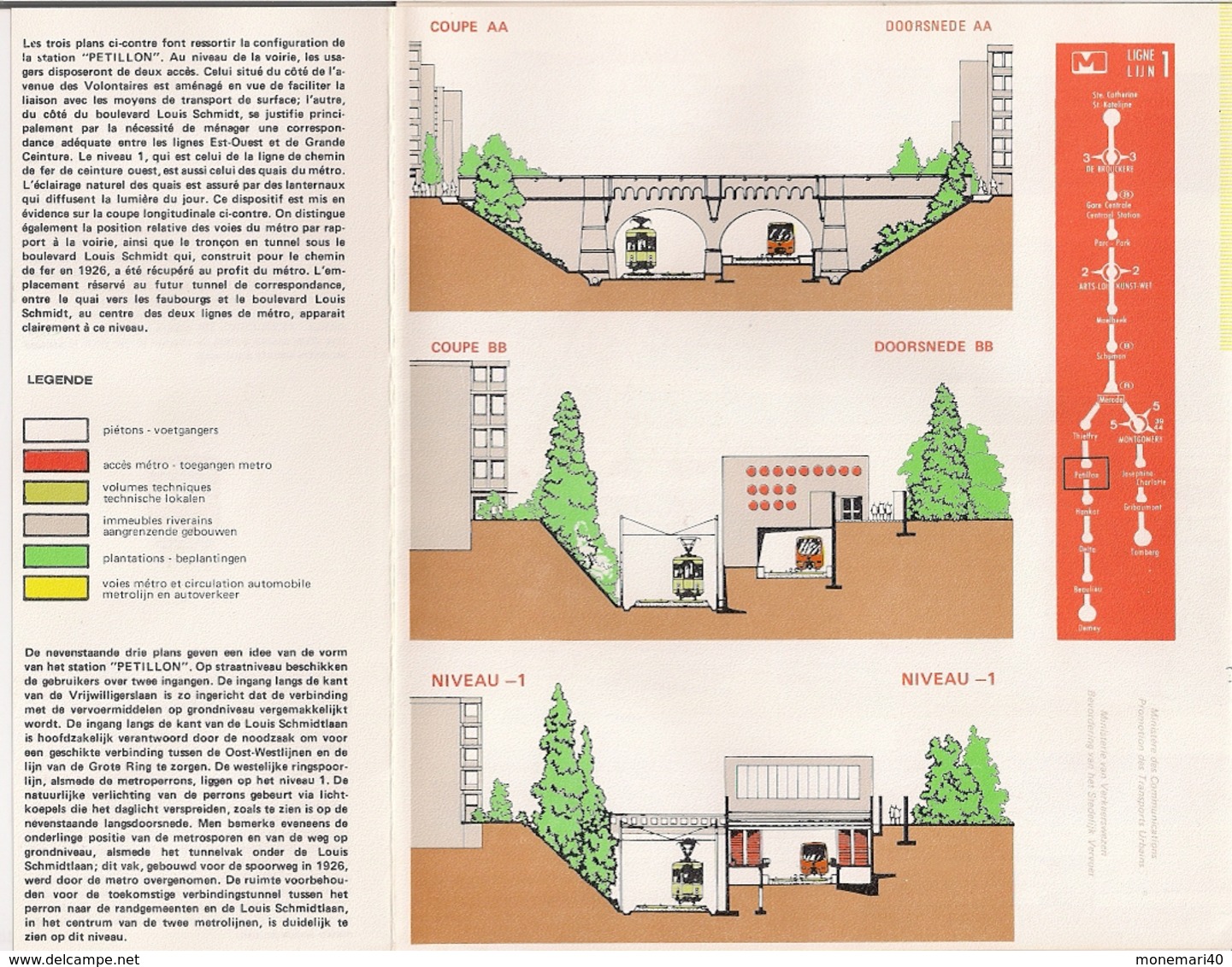 METRO DE BRUXELLES -" Pétillon" - LIGNE 1 (Dépliant 21) - Other & Unclassified