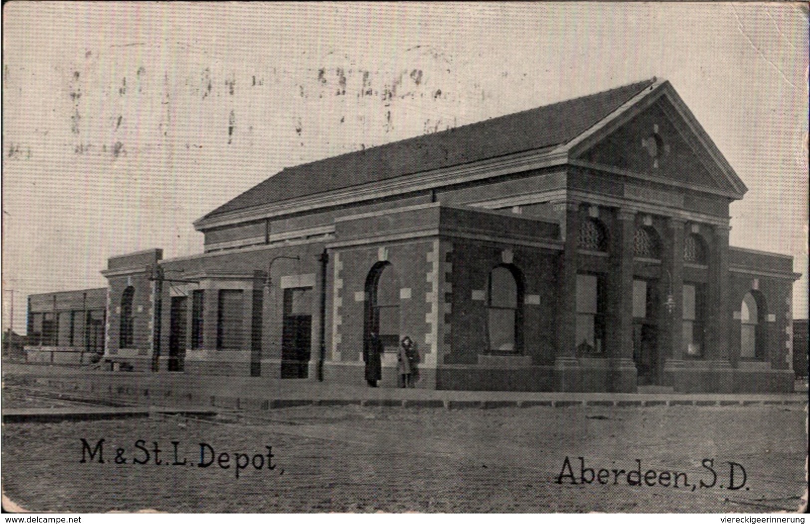 ! Alte Ansichtskarte USA, Aberdeen South Dakota, Depot, 1908 - Aberdeen