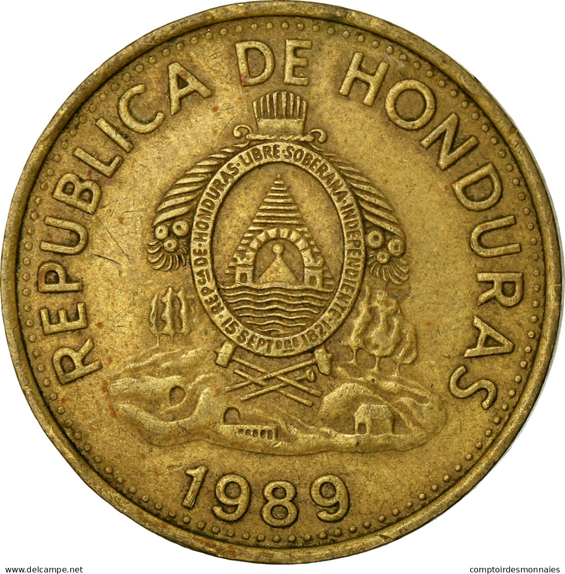 Monnaie, Honduras, 5 Centavos, 1989, TTB, Laiton, KM:72.2a - Honduras