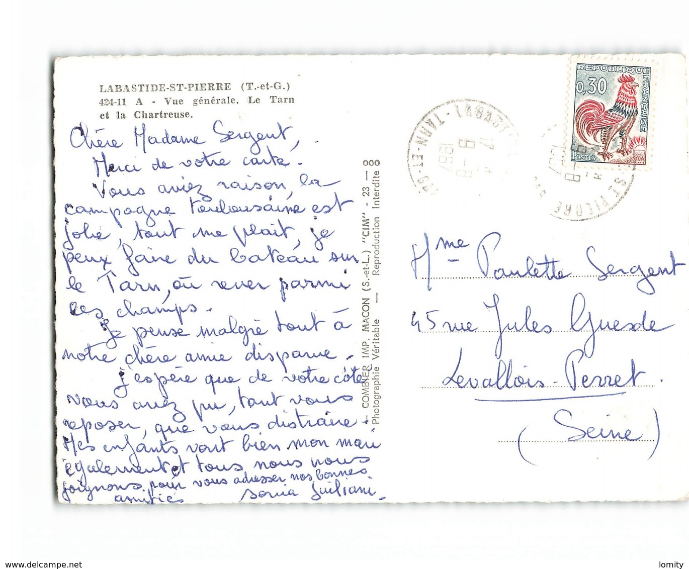 82 Labastide St Saint Pierre Vue Generale Le Tarn Et La Chartreuse CPSM GF Cachet Labastide 1967 - Labastide Saint Pierre