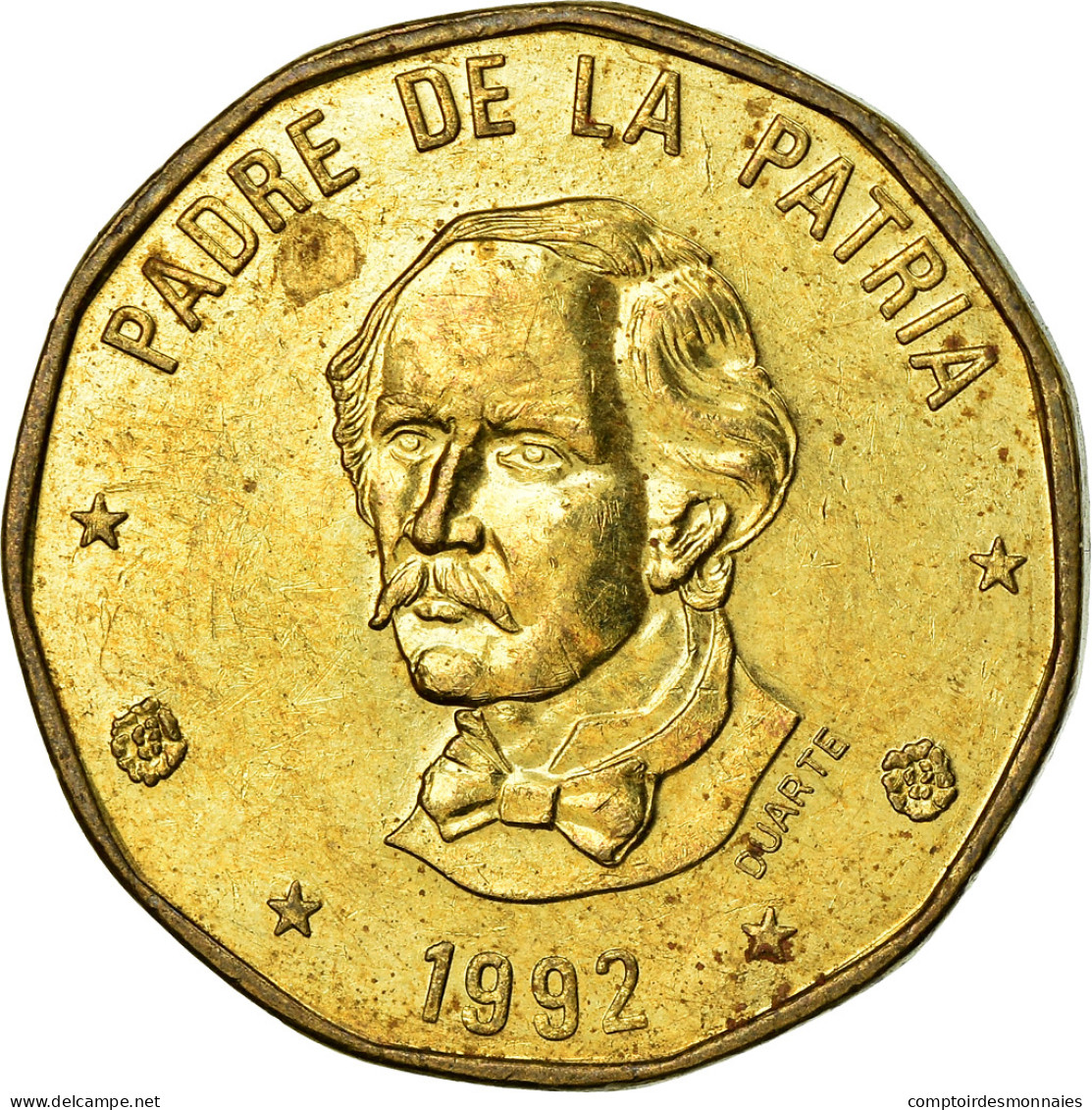 Monnaie, Dominican Republic, Peso, 1992, TTB, Laiton, KM:80.1 - Dominikanische Rep.