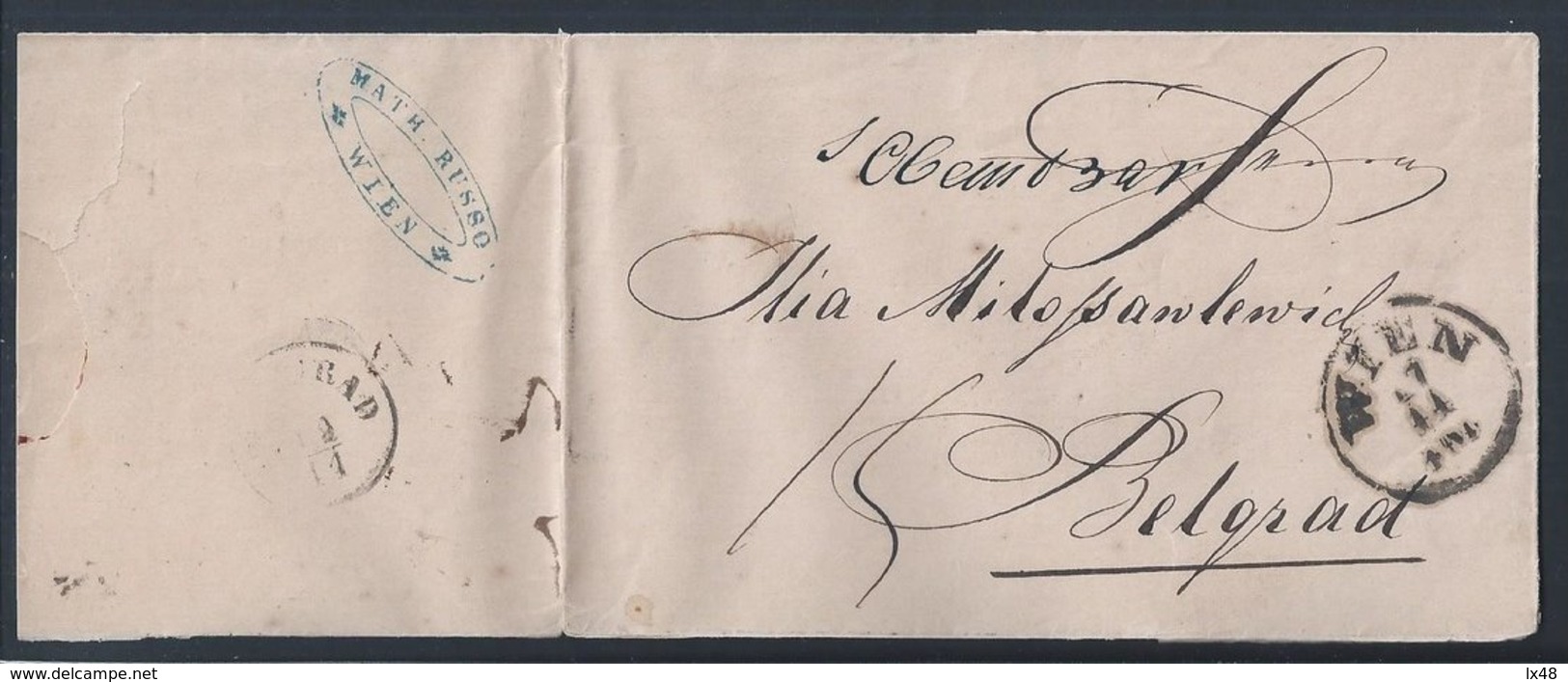 Pre-philatelic Letter Sent From Vienna To Belgrade. Vorphilatelistischer Brief Von Wien Nach Belgrad. - ...-1850 Préphilatélie