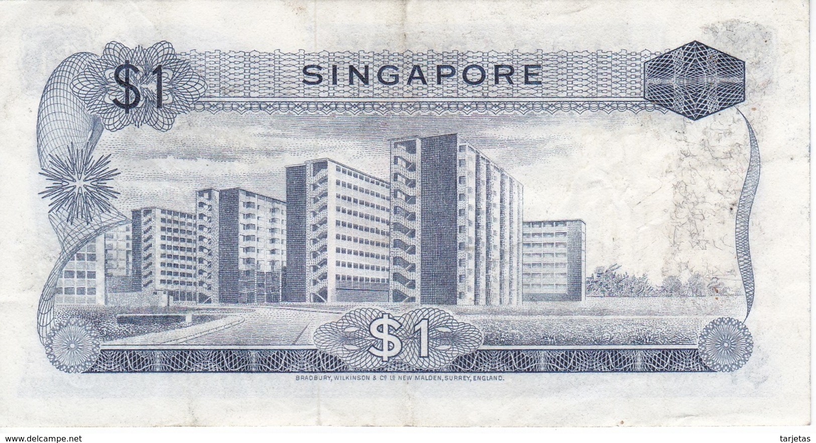 BILLETE DE SINGAPORE DE $1   (BANKNOTE) FLOR-FLOWER - Singapour