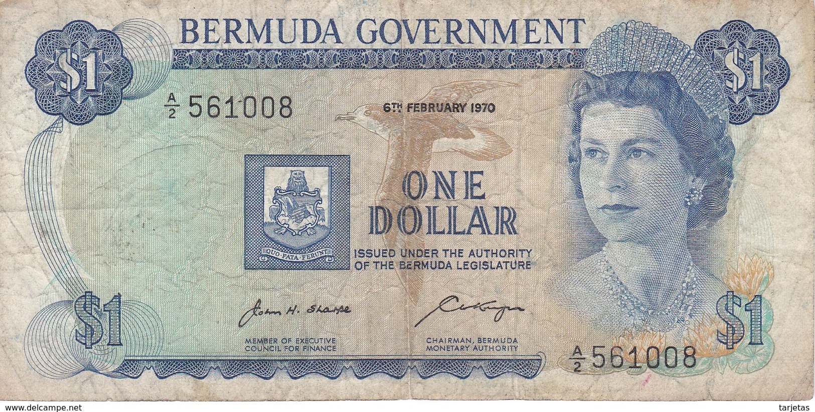 BILLETE DE BERMUDA DE 1 DOLLAR DEL AÑO 1970  (BANKNOTE) - Bermudas