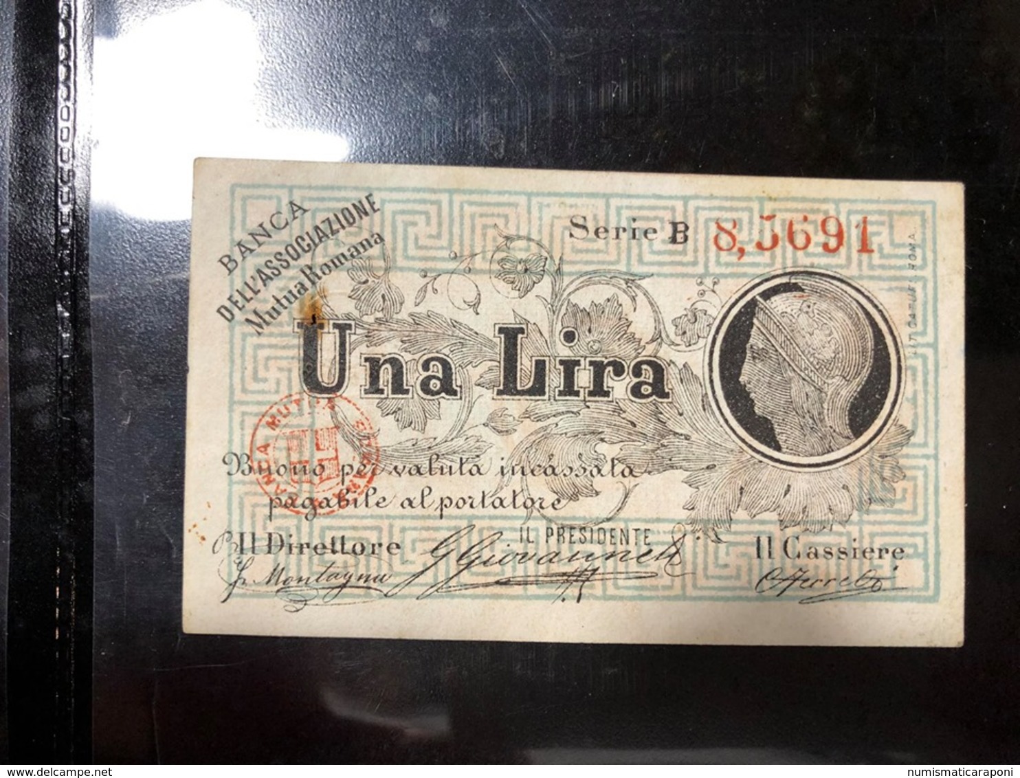 Banca Dell'associazione Mutua Romana 1 Lira 1873  Biglietti Fiduciari LOTTO 3185 - Altri & Non Classificati