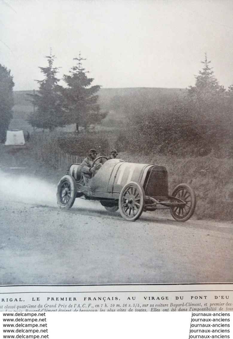 1908 COURSE AUTOMOBILE - LE GRAND PRIX DE L' À. C. F. CIRCUIT DE DIEPPE - LAUTENSCHLAGER - HEMERY - RIGAL - STANG - ERLE - Altri & Non Classificati