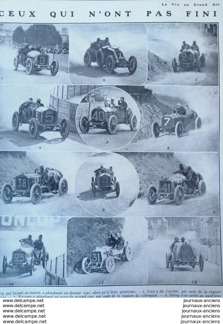 1908 COURSE AUTOMOBILE - LE GRAND PRIX DE L' À. C. F. CIRCUIT DE DIEPPE - LAUTENSCHLAGER - HEMERY - RIGAL - STANG - ERLE