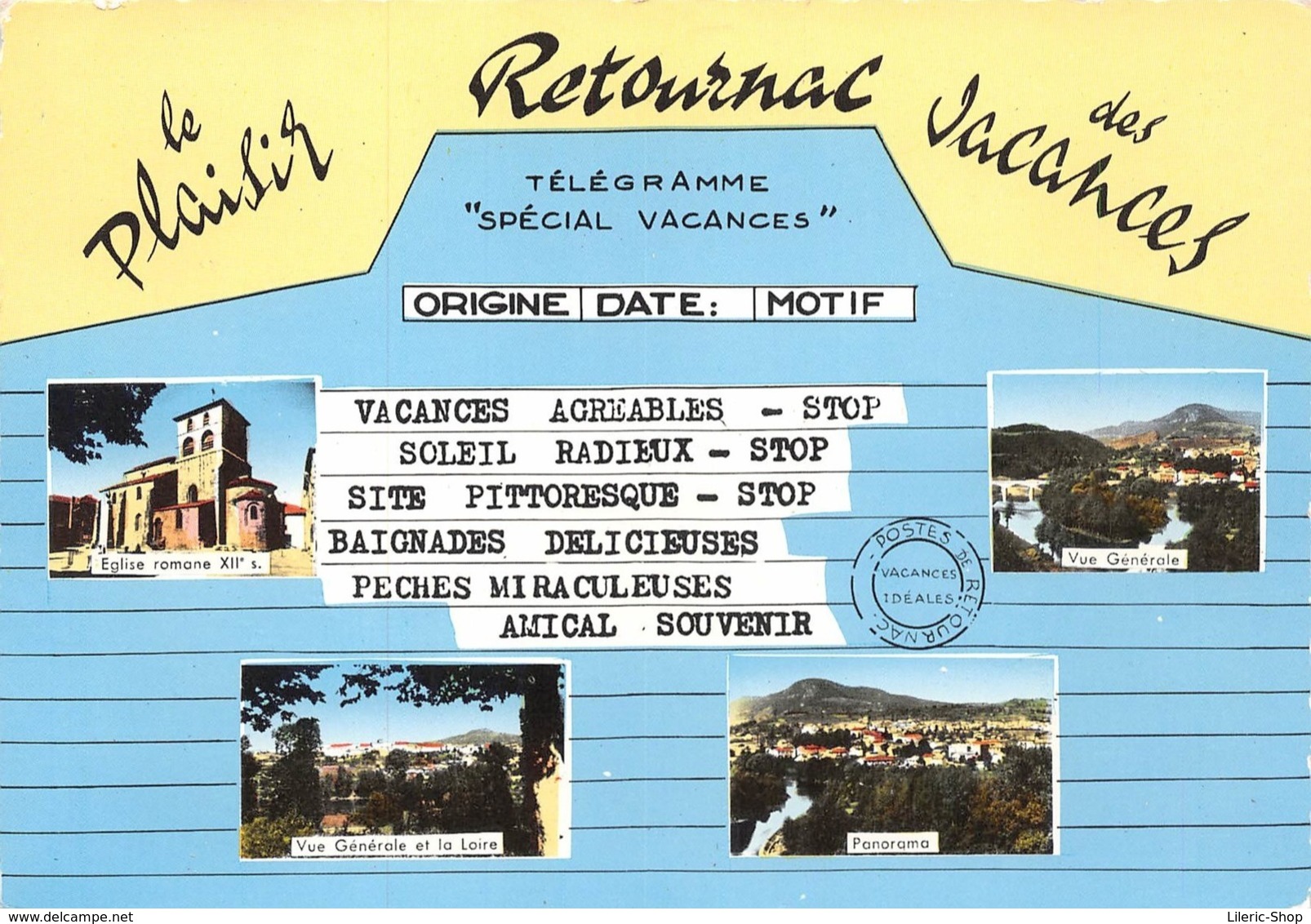 ►RETOURNAC►43◄►CPSM◄1967►TÉLÉGRAMME "SPÉCIAL VACANCES "►MULTIVUES◄►ÉDIT. CAP No 1507◄ - Retournac