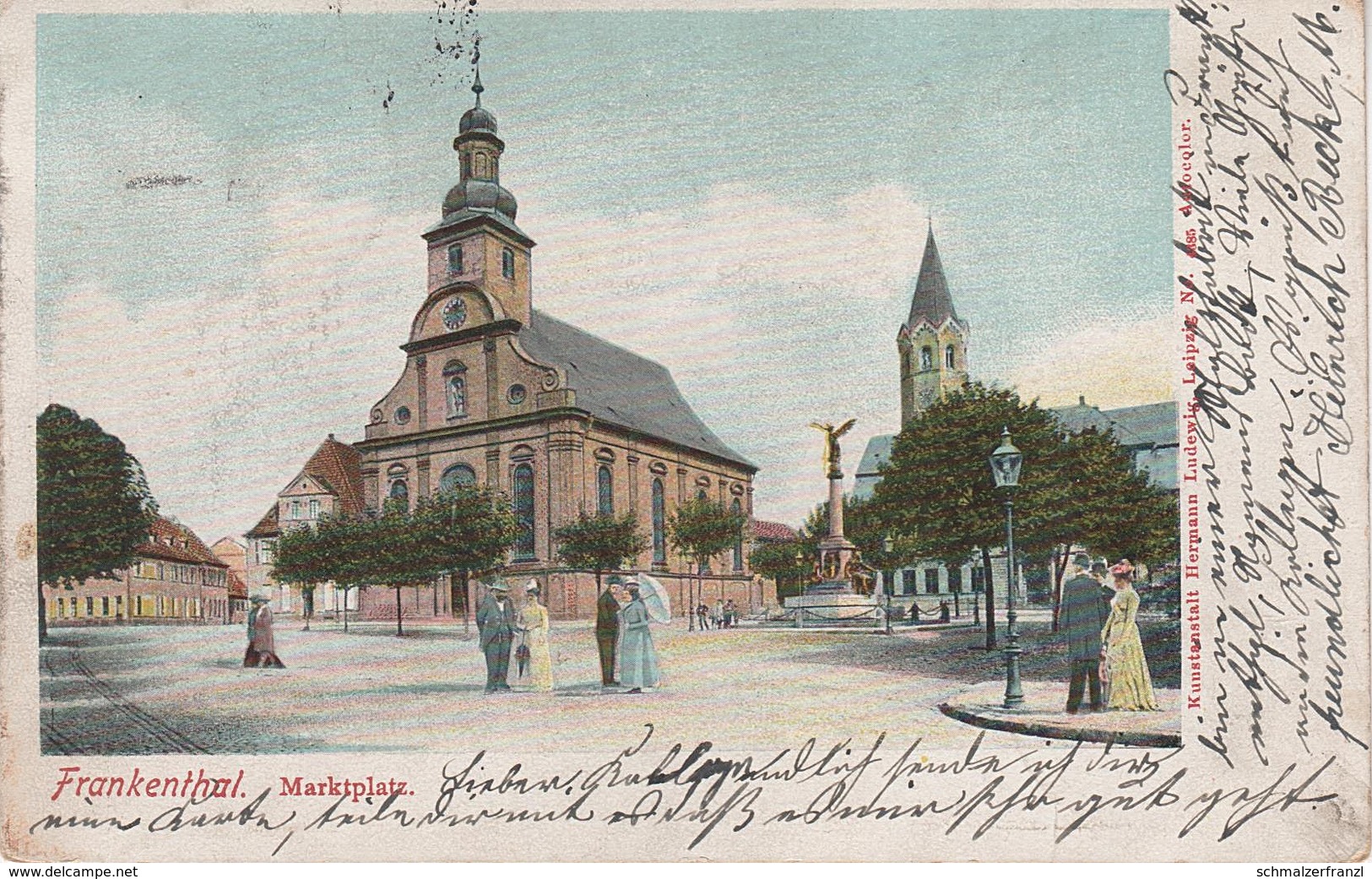 Litho AK Frankenthal Pfalz Marktplatz Markt Kirche A Mannheim Worms Bad Dürkheim Grünstadt Oggersheim Bobenheim Speyer - Frankenthal