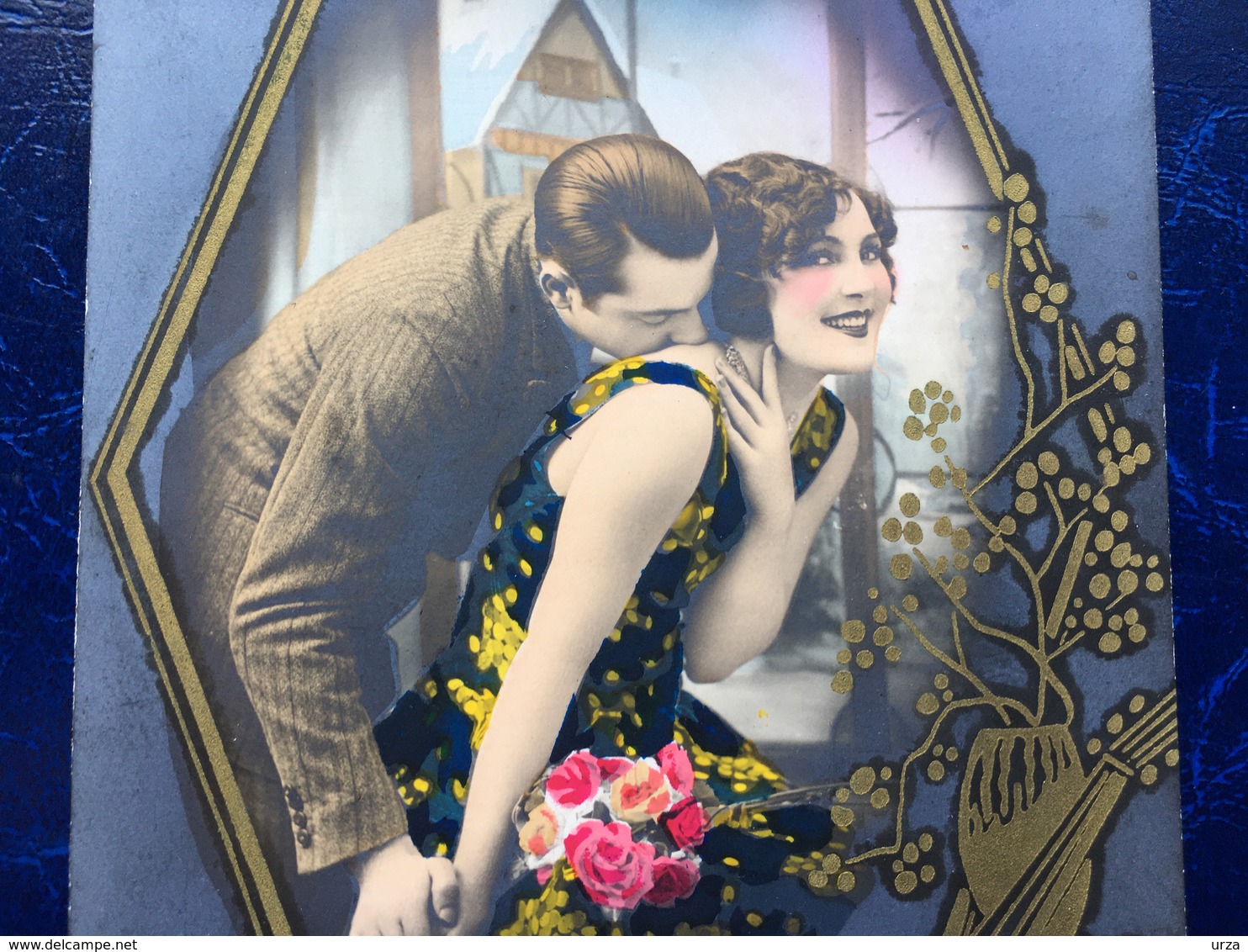 "Style Art Deco--cadre Avec Couple Qui S'embrassent-"(2417) - New Year