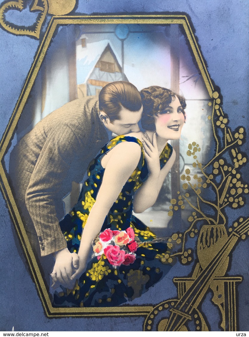 "Style Art Deco--cadre Avec Couple Qui S'embrassent-"(2417) - Año Nuevo