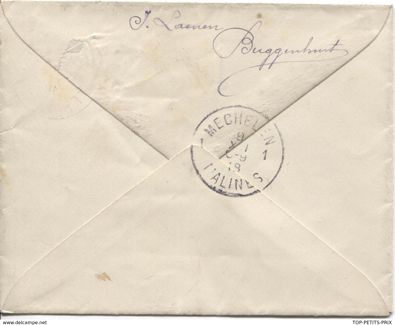 REF1022/ Lettre Avec Griffe Payé écrite De Buggenhout C.Fortune Dendermonde 4/12/18 > Mechelen C.d'arrivée 8/12/18 - Fortune Cancels (1919)