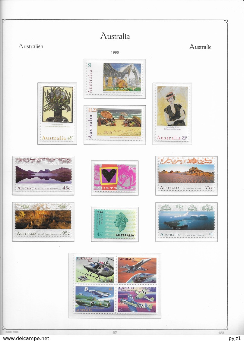 1996 MNH Australia, Year According To Album (11 Scans) Postfris** - Volledige Jaargang