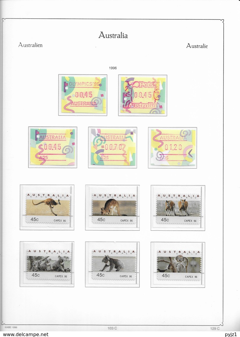 1996 MNH Australia, year according to album (11 scans) postfris**