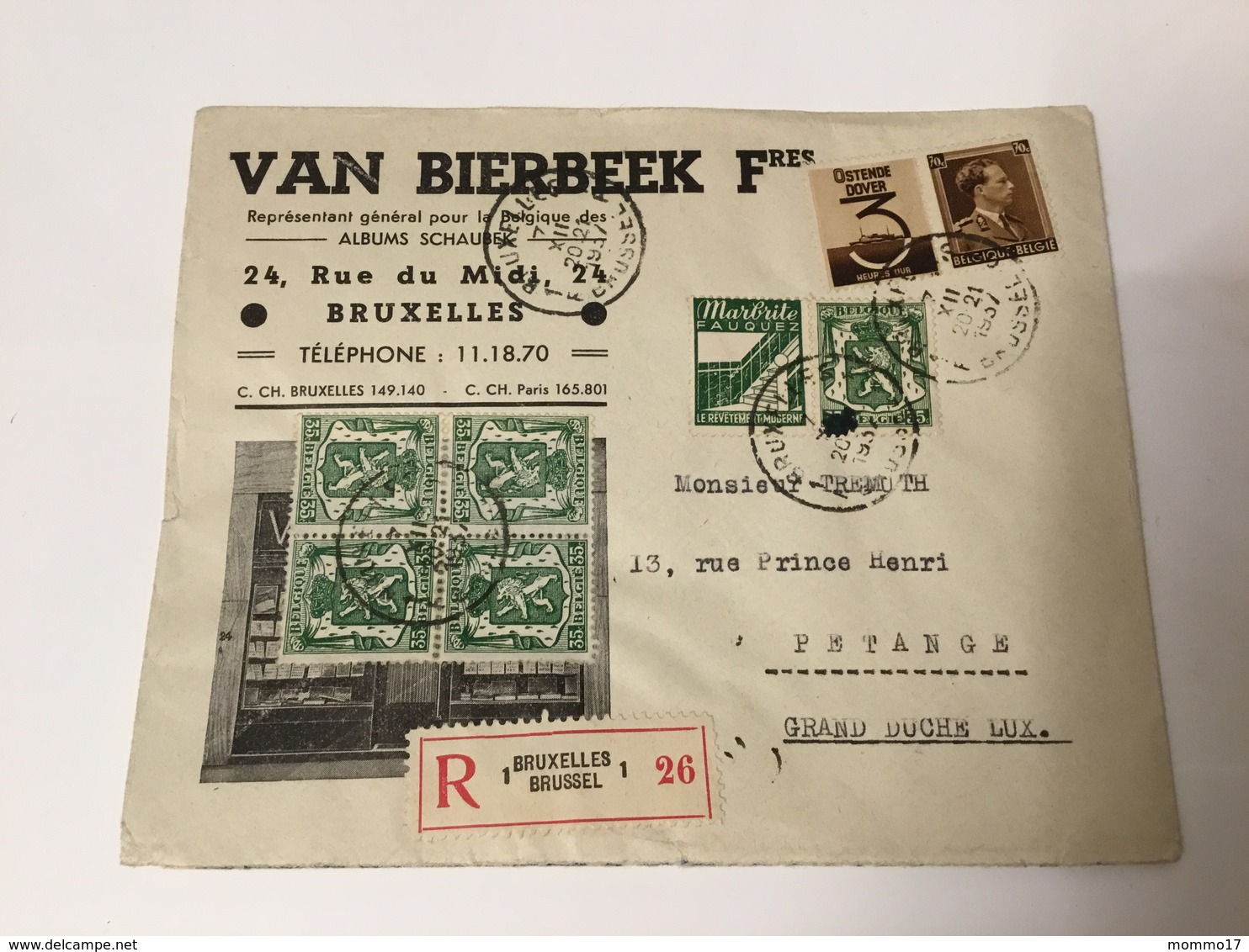 Départ 1€ : Belgique Lettre Pour Le Luxembourg 1937 Publicité Dover Marbrite Fauquez - Covers & Documents