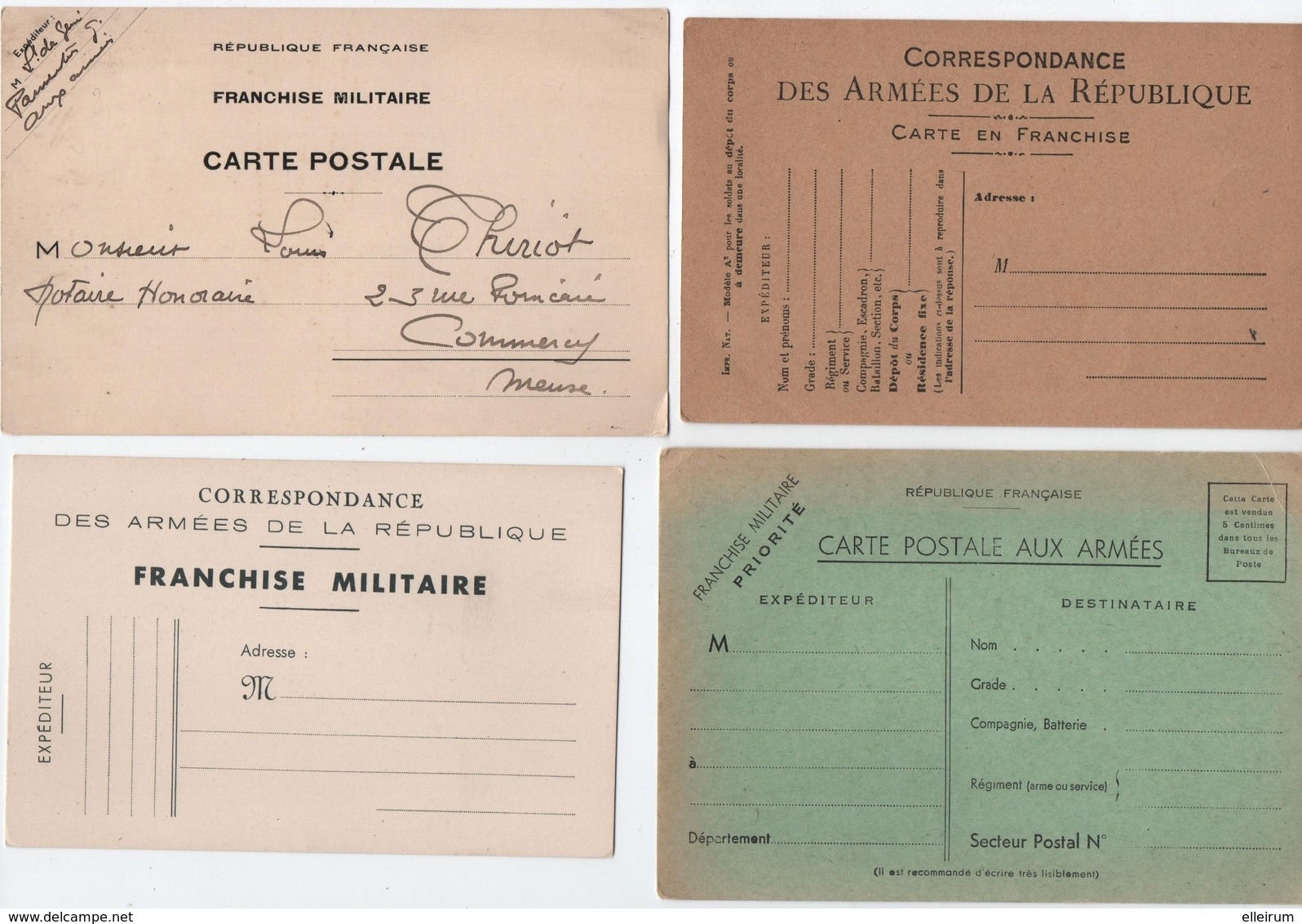 MILITARIA. 14-18 / 1950 / 1961. LOT De 13 CARTES. CORRESPONDANCE Et FRANCHISE MILITAIRE. - Andere & Zonder Classificatie