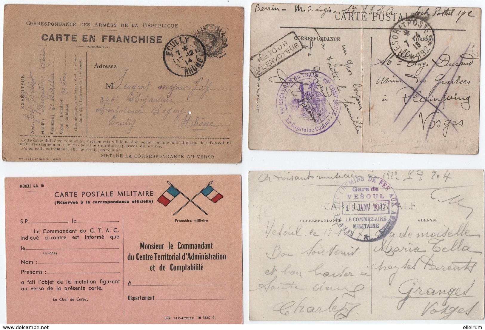 MILITARIA. 14-18 / 1950 / 1961. LOT De 13 CARTES. CORRESPONDANCE Et FRANCHISE MILITAIRE. - Andere & Zonder Classificatie