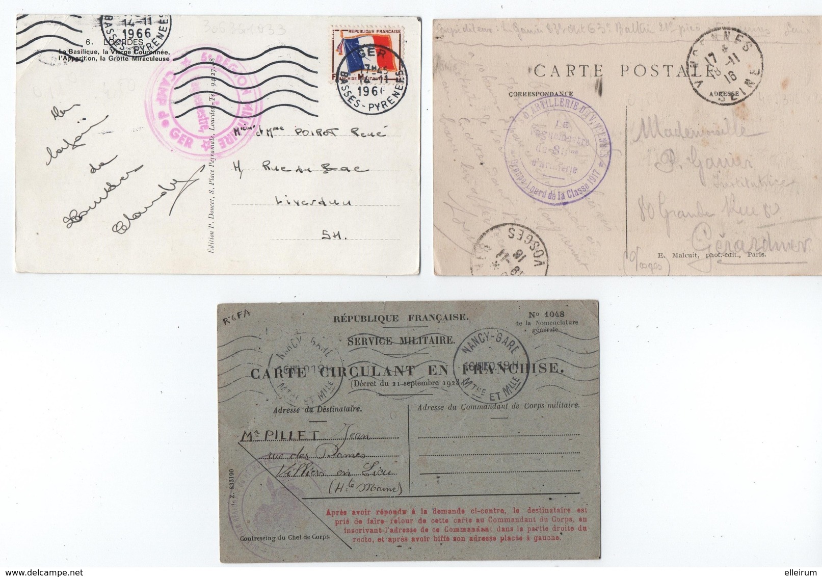 MILITARIA. 14-18 / 1950 / 1961. LOT De 13 CARTES. CORRESPONDANCE Et FRANCHISE MILITAIRE. - Andere & Zonder Classificatie