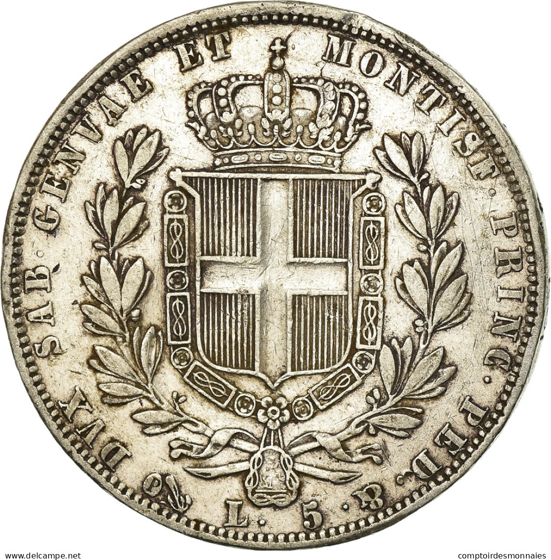 Monnaie, États Italiens, SARDINIA, Carlo Alberto, 5 Lire, 1843, Genoa, TTB - Italian Piedmont-Sardinia-Savoie