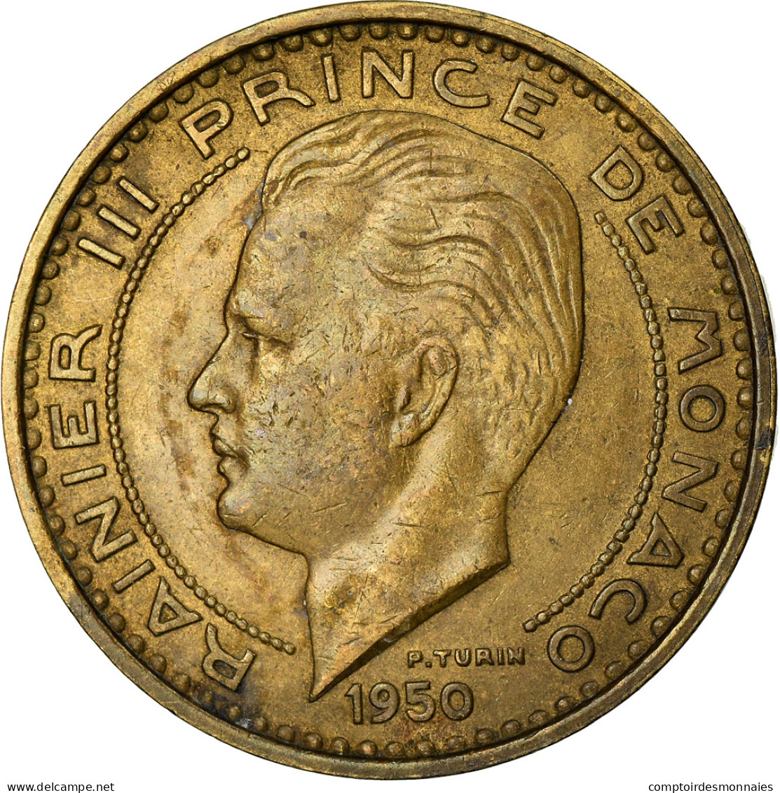 Monnaie, Monaco, Rainier III, 50 Francs, Cinquante, 1950, TTB+, Aluminum-Bronze - 1949-1956 Francos Antiguos