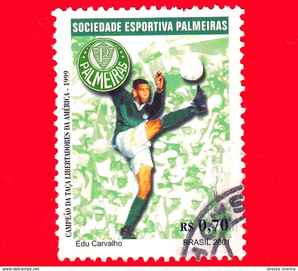 BRASILE - Usato - 2001 - Vincitori Di Coppa Libertadores - Sociedade Esportiva Palmeiras - 0.70 - Used Stamps