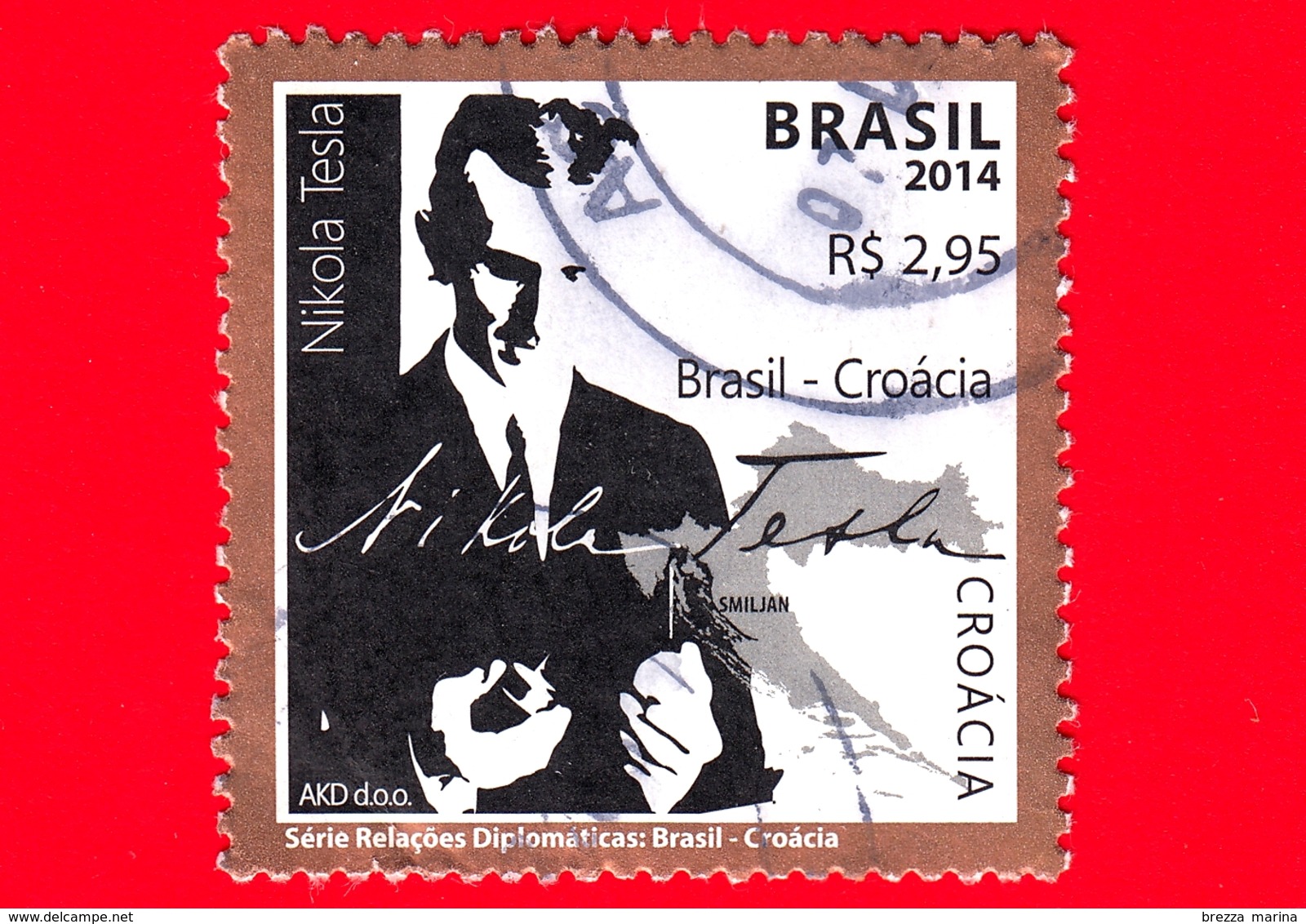 BRASILE - Usato - 2014 - Serie Relazioni Diplomatiche Brasile - Croazia - Nikola Tesla - 2.95 - Used Stamps