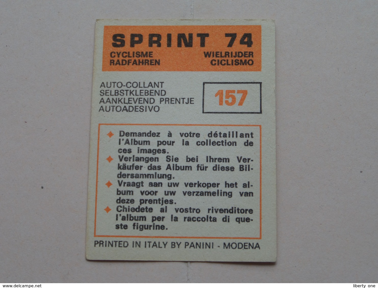 WILLY TEIRLINCK België ( SPRINT 74 ) > ( Nr. 157 ) - PANINI ! - Ciclismo