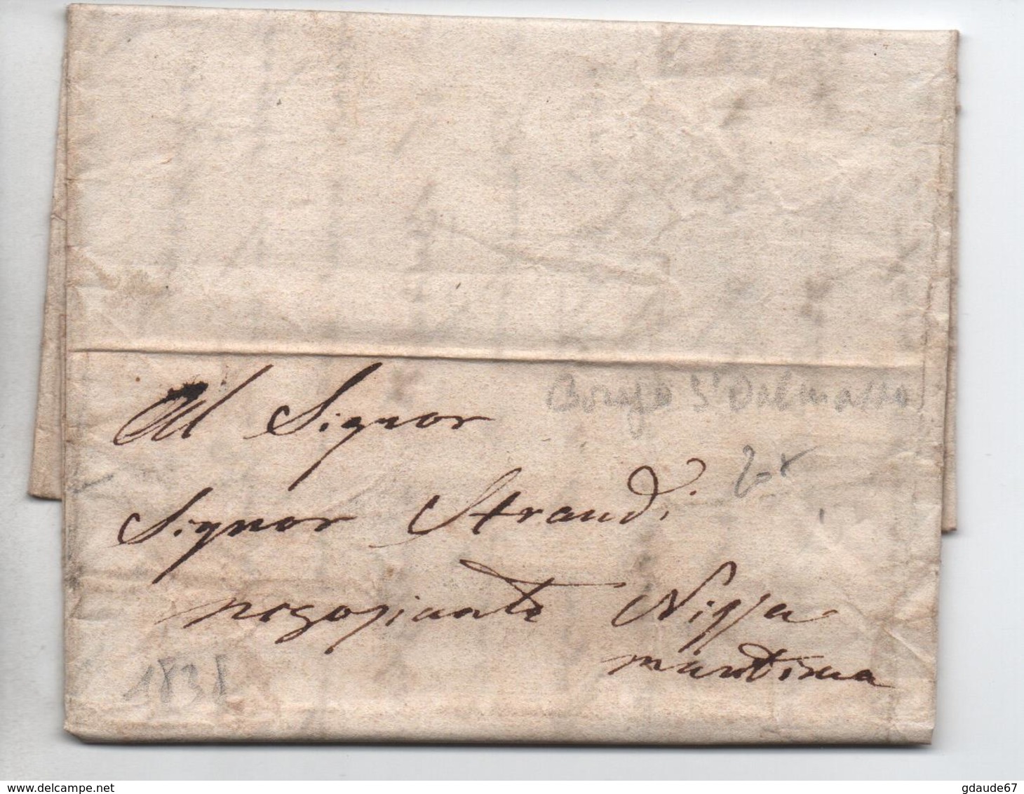 1838 - LETTRE PAR PORTEUR De BORGO SAN DALMAZZO (PIEMONTE) Pour NICE - ...-1850 Préphilatélie